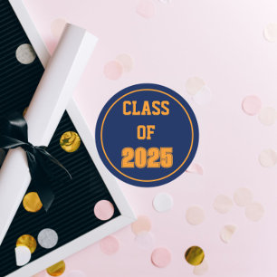 Schulklassen für Navy Blue und Orange Runder Aufkleber