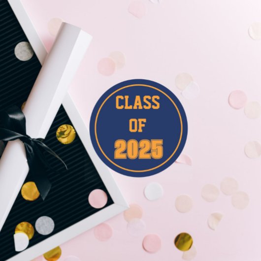 Schulklassen für Navy Blue und Orange Runder Aufkleber