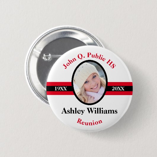 Schulklassen-Wiedersehen-Foto-Name des Rot-| Button (Vorne & Hinten)