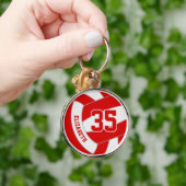 Schulklubfarben Rot-Weiß-Volleyballgeschenke Schlüsselanhänger (Hand)