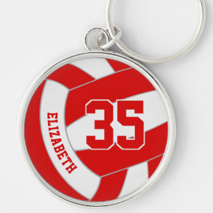 Schulklubfarben Rot-Weiß-Volleyballgeschenke Schlüsselanhänger