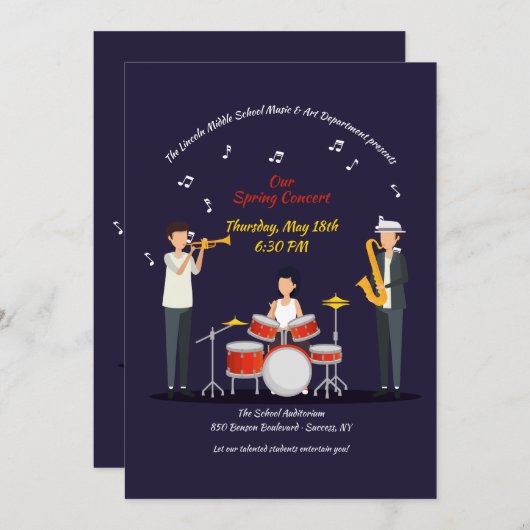 Schulkonzert Einladung (Vorne/Hinten)