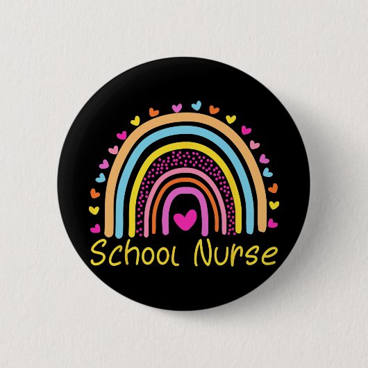 Schulkrankenschwester Boho Regenbogen Krankenschwe Button (Vorderseite)
