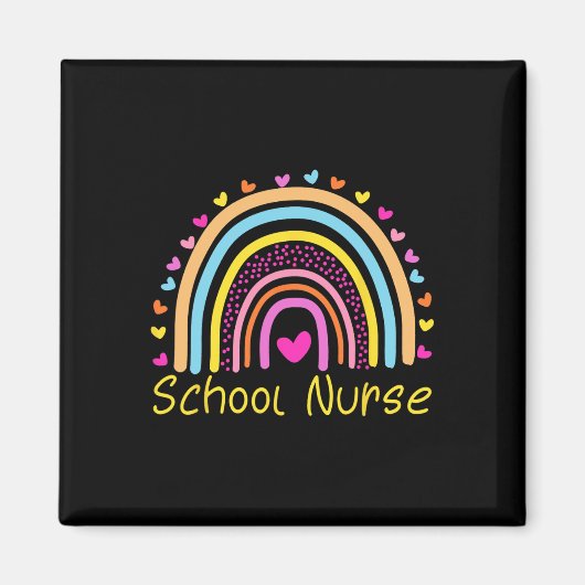Schulkrankenschwester Boho Regenbogen Krankenschwe Magnet (Vorne)