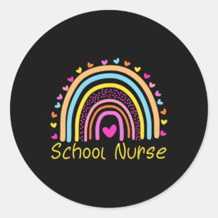 Schulkrankenschwester Boho Regenbogen Krankenschwe Runder Aufkleber