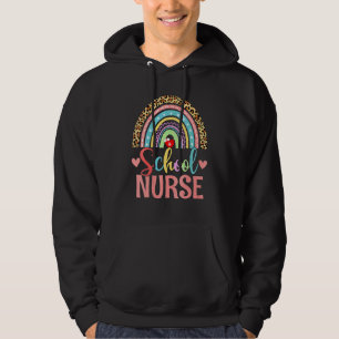 Schulkrankenschwester Boho Regenbogen Leopard Kran Hoodie