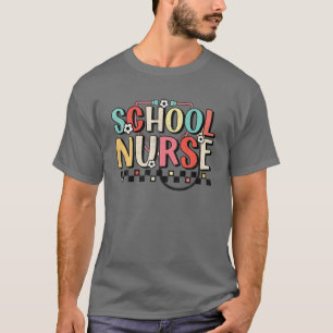 Schulkrankenschwester Boho Retro Groovy Nurse Week T-Shirt