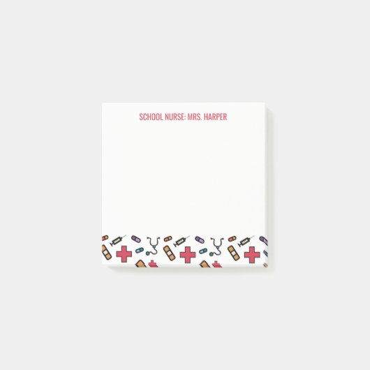 Schulkrankenschwester personalisiert vom post-it klebezettel (Vorderseite)