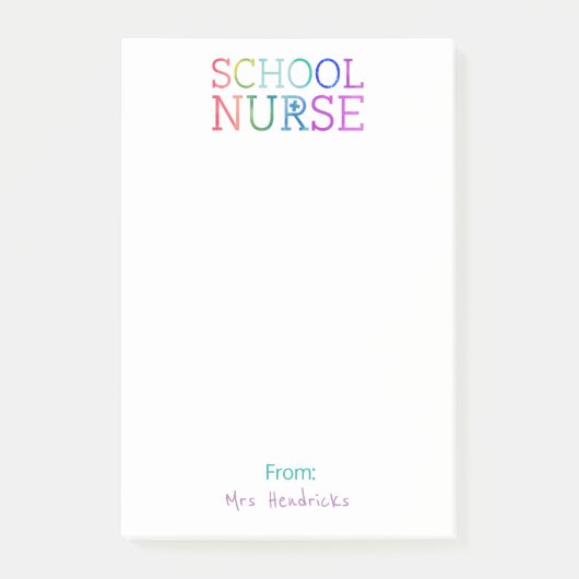 Schulkrankenschwester-personalisierter Spaß-bunte Post-it Klebezettel (Vorderseite)