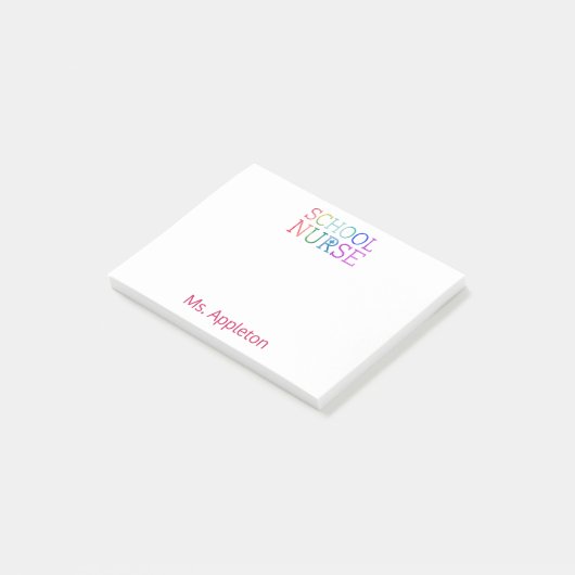 Schulkrankenschwester-personalisierter Spaß-bunte Post-it Klebezettel (angewinkelt)