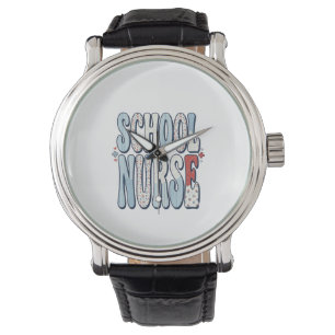 Schulkrankenschwester Vintage-Blumen-Typografie-Sh Armbanduhr