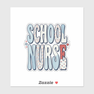 Schulkrankenschwester Vintage-Blumen-Typografie-Sh Aufkleber