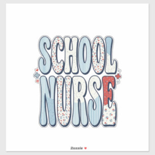 Schulkrankenschwester Vintage-Blumen-Typografie-Sh Aufkleber