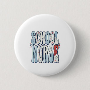 Schulkrankenschwester Vintage-Blumen-Typografie-Sh Button