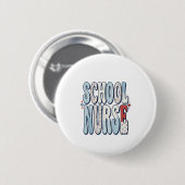 Schulkrankenschwester Vintage-Blumen-Typografie-Sh Button (Vorne & Hinten)