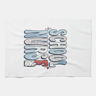 Schulkrankenschwester Vintage-Blumen-Typografie-Sh Geschirrtuch