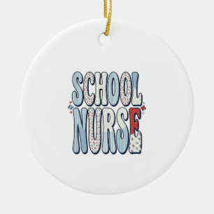 Schulkrankenschwester Vintage-Blumen-Typografie-Sh Keramik Ornament