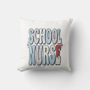 Schulkrankenschwester Vintage-Blumen-Typografie-Sh Kissen