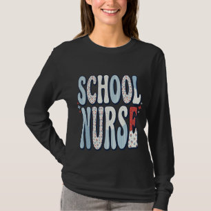 Schulkrankenschwester Vintage-Blumen-Typografie-Sh T-Shirt