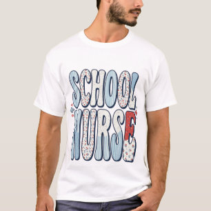 Schulkrankenschwester Vintage-Blumen-Typografie-Sh T-Shirt