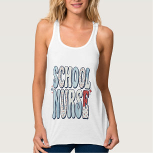 Schulkrankenschwester Vintage-Blumen-Typografie-Sh Tank Top