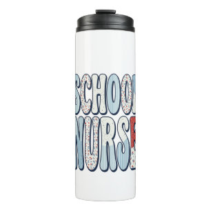 Schulkrankenschwester Vintage-Blumen-Typografie-Sh Thermosbecher