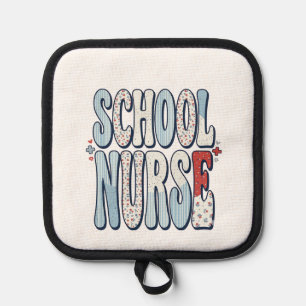 Schulkrankenschwester Vintage-Blumen-Typografie-Sh Topflappen
