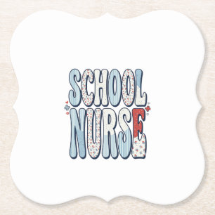 Schulkrankenschwester Vintage-Blumen-Typografie-Sh Untersetzer