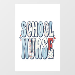 Schulkrankenschwester Vintage-Floral-Typografie-Sh Fensteraufkleber