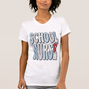 Schulkrankenschwester Vintage-Floral-Typografie-Sh T-Shirt