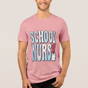 Schulkrankenschwester Vintage Floral-Typografie-Sh Tri-Blend Shirt