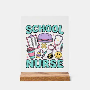 Schulkrankenschwester Vintage-Medizin-Collage-Shir Acrylschild