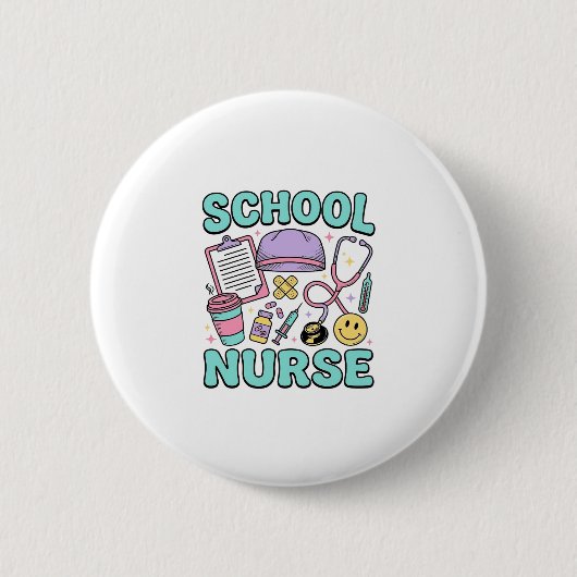 Schulkrankenschwester Vintage-Medizin-Collage-Shir Button (Vorderseite)