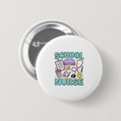 Schulkrankenschwester Vintage-Medizin-Collage-Shir Button (Vorne & Hinten)