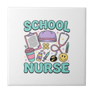 Schulkrankenschwester Vintage-Medizin-Collage-Shir Fliese