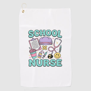 Schulkrankenschwester Vintage-Medizin-Collage-Shir Golfhandtuch