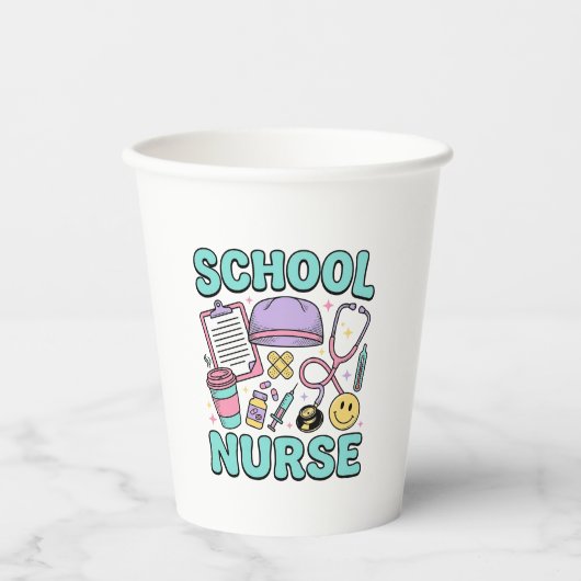 Schulkrankenschwester Vintage-Medizin-Collage-Shir Pappbecher (Vorderseite)