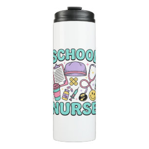 Schulkrankenschwester Vintage-Medizin-Collage-Shir Thermosbecher