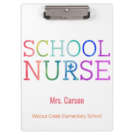 Schulkrankenschwesterwatercolor-Typografie Klemmbrett