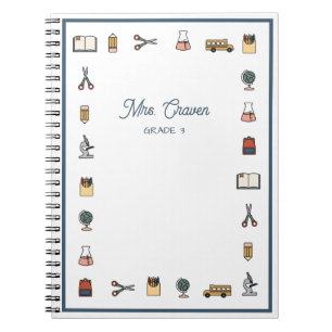 Schullehrer-Bus-Handy-Notebook Notizblock