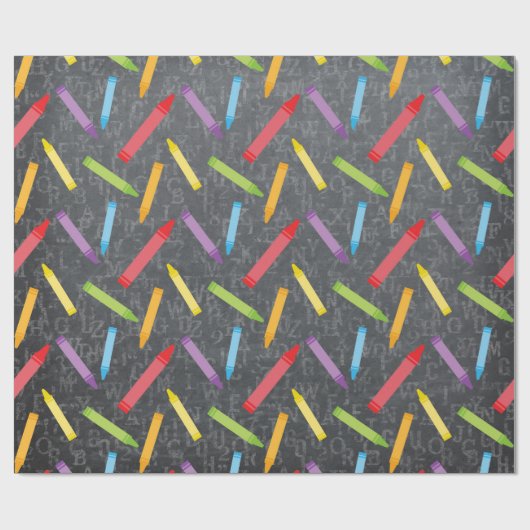 Schullehrer Chalkboard Crayons Educator Geschenkpapier (Flach)