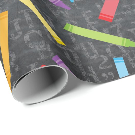 Schullehrer Chalkboard Crayons Educator Geschenkpapier (Rolleneckpunkt)
