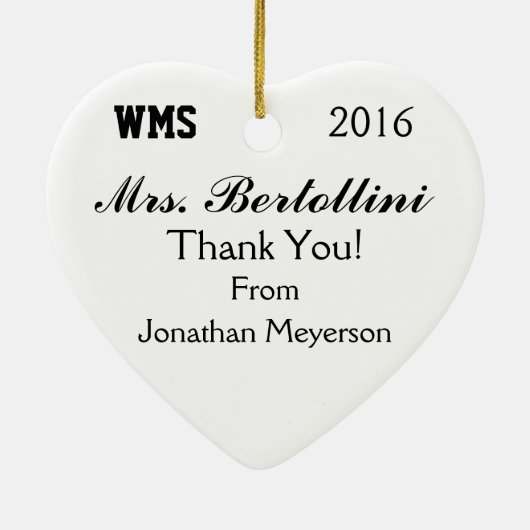 Schullehrer - Danke Keramik Ornament (Hinten)