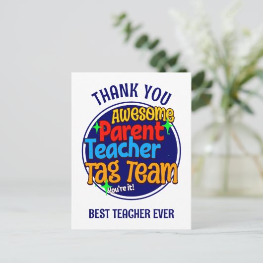 Schullehrer Eltern TAG TEAM Postkarte (Stehend Vorderseite)