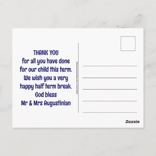 Schullehrer Eltern TAG TEAM Postkarte (Rückseite)