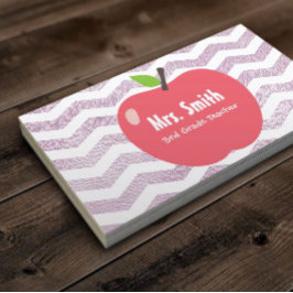 Schullehrer Girly Zickzack Stripes Big Apple Visitenkarte