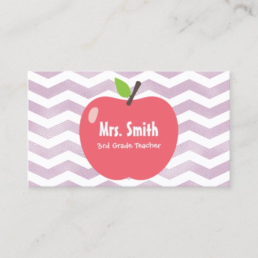 Schullehrer Girly Zickzack Stripes Big Apple Visitenkarte (Vorderseite)