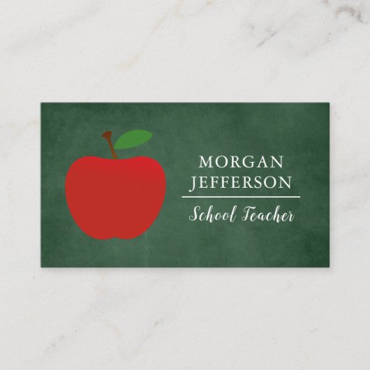 Schullehrer Grüne Halbpension Moderne Visitenkarte (Vorderseite)