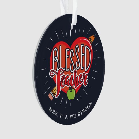 Schullehrer Herzstift Apple Custom Ornament (Vorderseite)