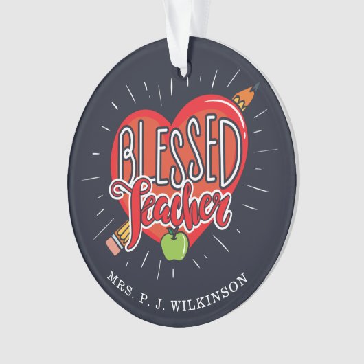 Schullehrer Herzstift Apple Custom Ornament (Vorderseite)